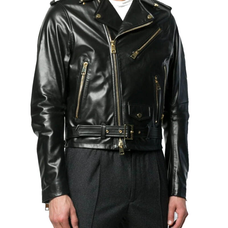 Men's Black Double Zipper Motorcycle — Leather Factory Shop