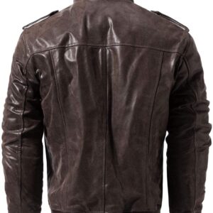 Vintage Men's Moto Biker Real Cow Brown Leather Jacket 2 / Leather Factory Shop / LFS