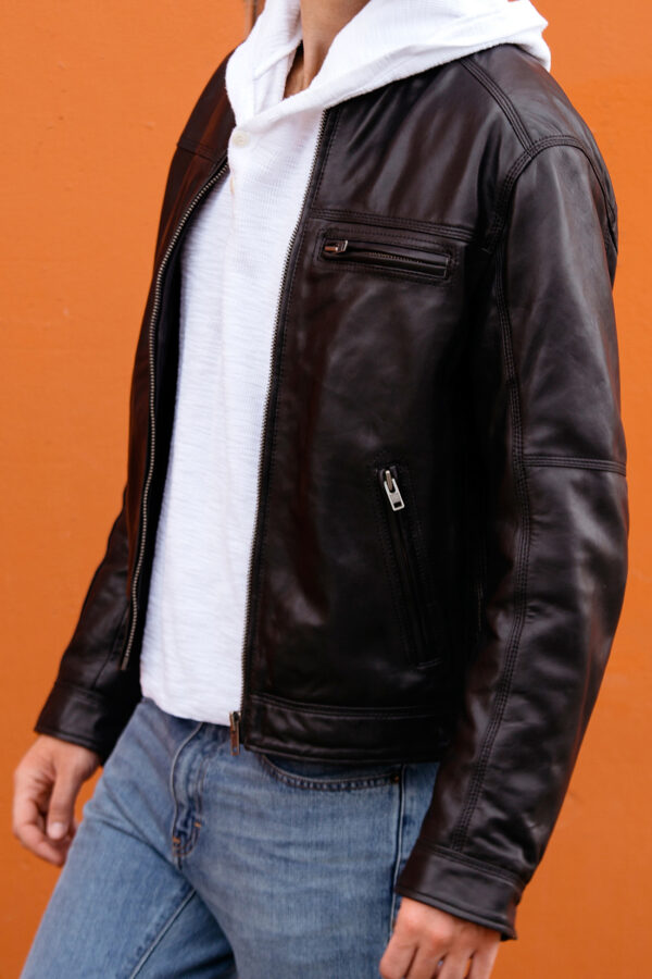 Designer Biker Black LFS Leather Jacket 5 / Leather Factory Shop / LFS