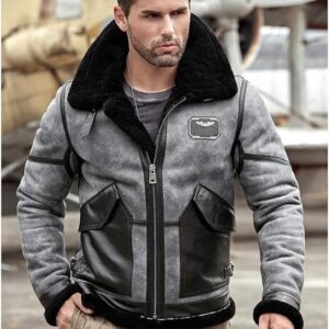 Grey Bomber Leather Jacket