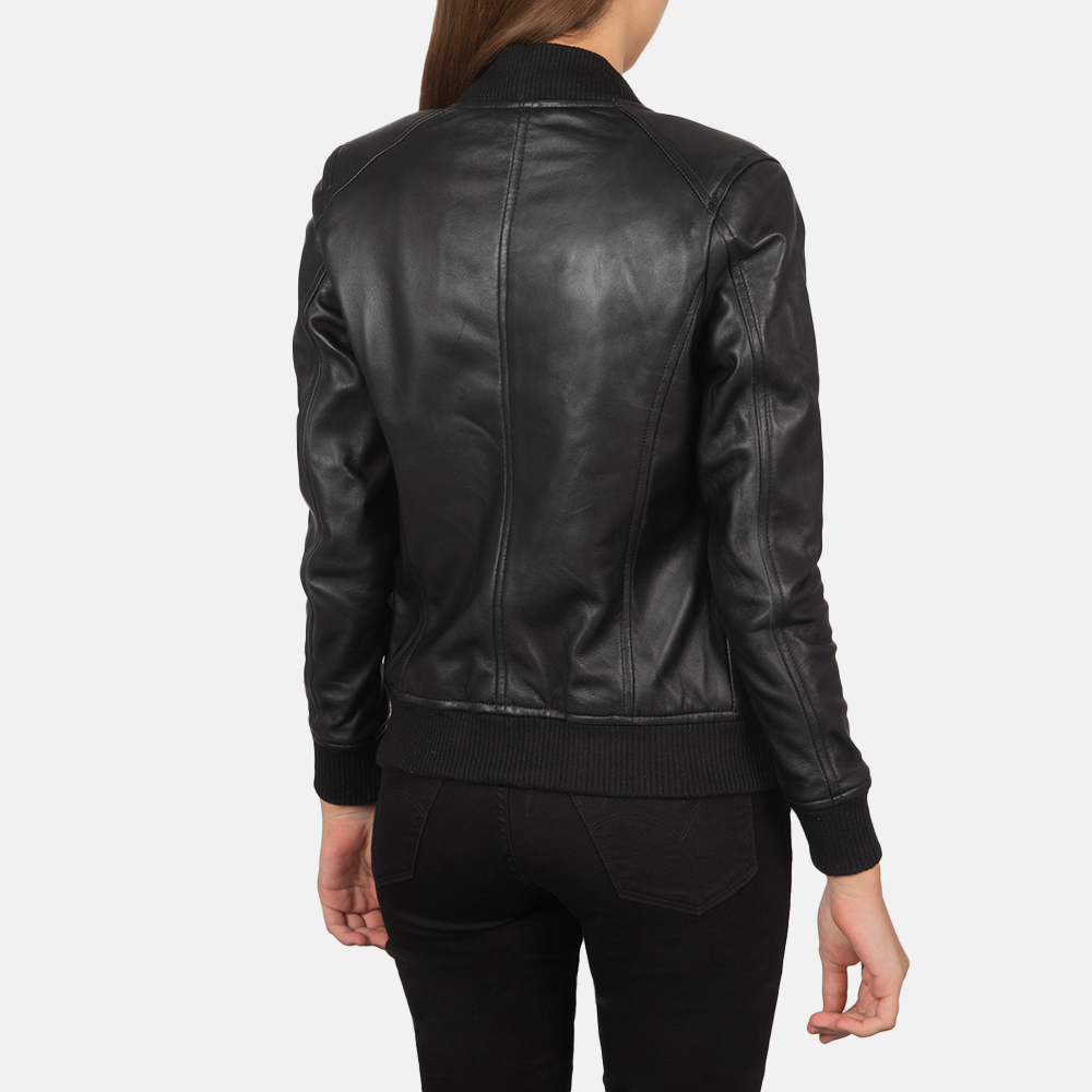 Black Leather Bomber Jacket