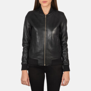 Black Leather Bomber Jacket