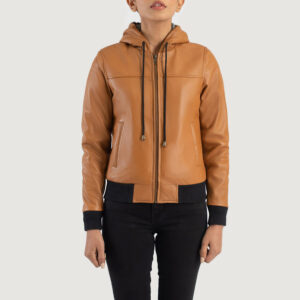 hooded bomber leather jacket