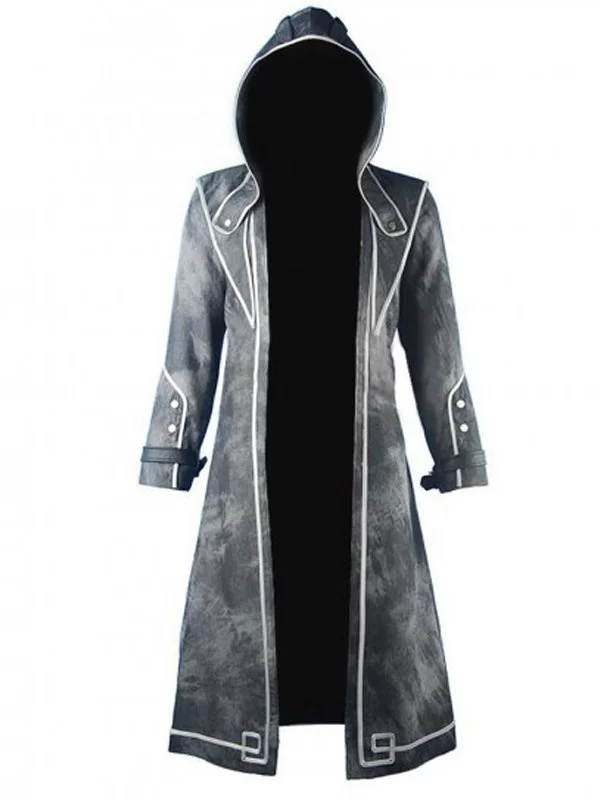 Dishonored Corvo Attano Black Leather Hooded Coat